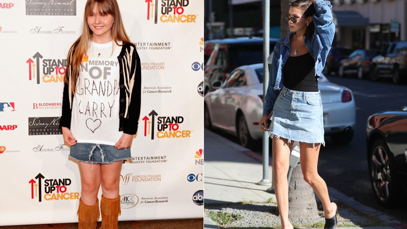 Abigail Breslin in 2008, Bella Hadid in 2017. Images via Getty, Splash News.